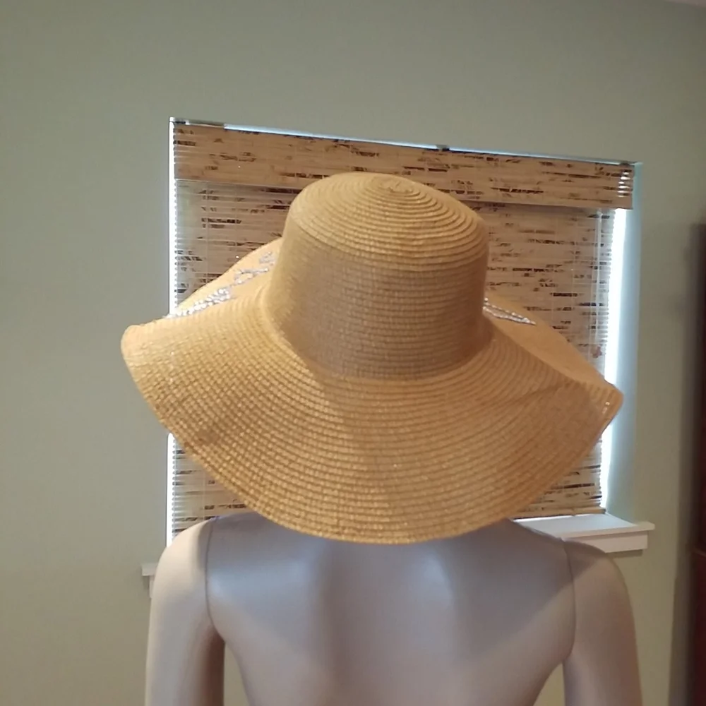 Something Special Rhinestone Paper Floppy Brim Hat